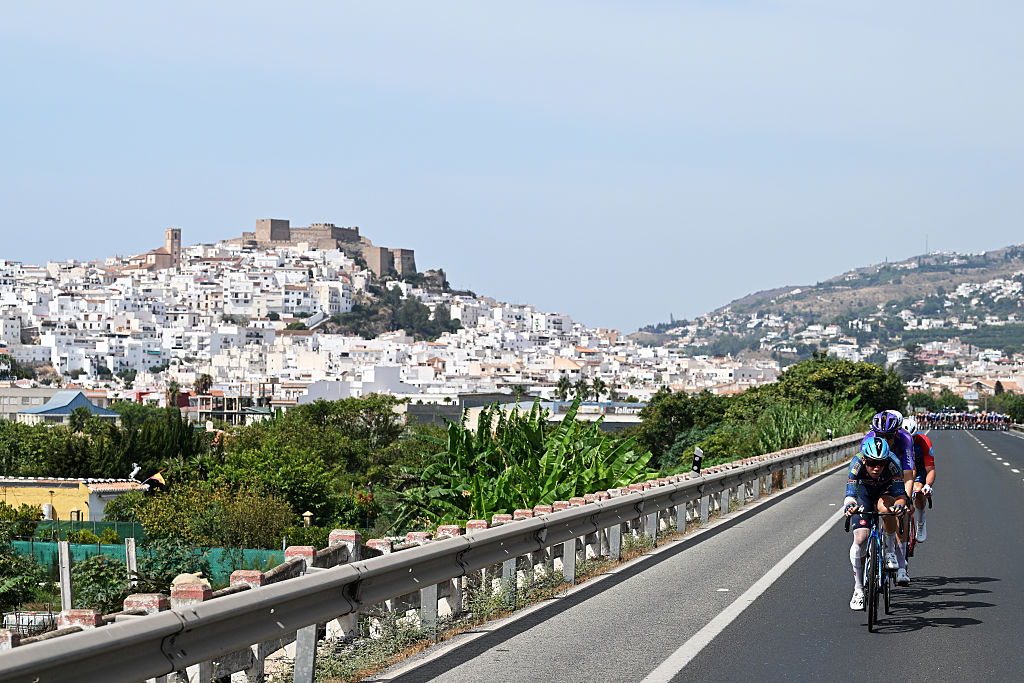 ALMUNECAR, SPAIN - SEPTEMBER 04: Fabio Van Den Bossche of Belgium and Team Soudal Quick-Step leads the breakaway during to the La Vuelta - 81st Tour of Spain 2026, Stage 13 a 192.8km stage from Almu&ntilde;ecar to Loja 501m / #UCIWT / on September 04, 2026 in Almunecar, Spain. (Photo by Tim de Waele/Getty Images)