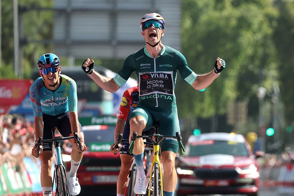 Wout Van Aert (Visma-Lease a Bike) wons stage 15 of the 2026 Vuelta a Espa&ntilde;a in Cordoba, Spain. (Photo by Alexander Hassenstein/Getty Images)