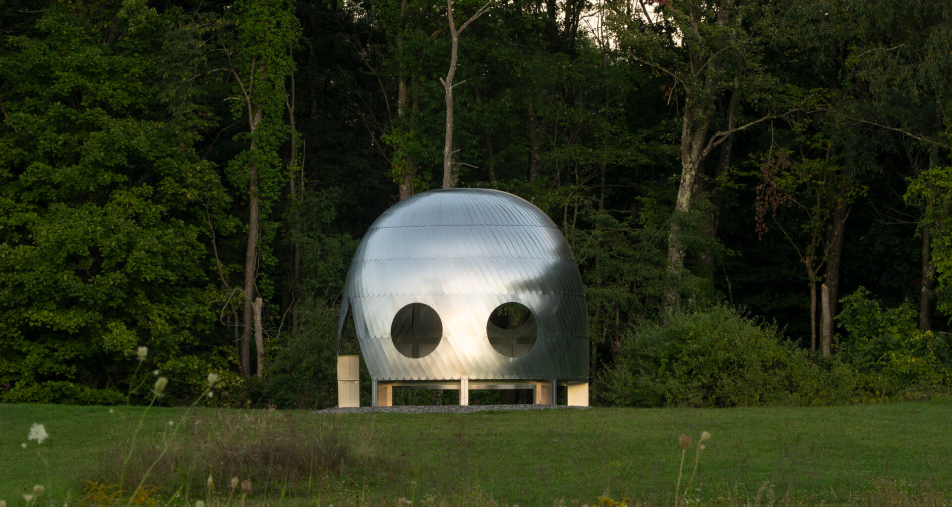 MOS creates basket-like aluminium pavilion in New York