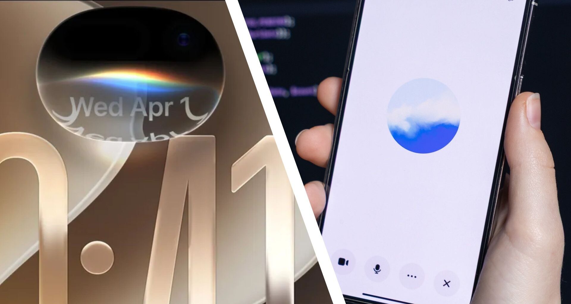 Split screen image of Siri AI and ChatGPT Voice Mode.