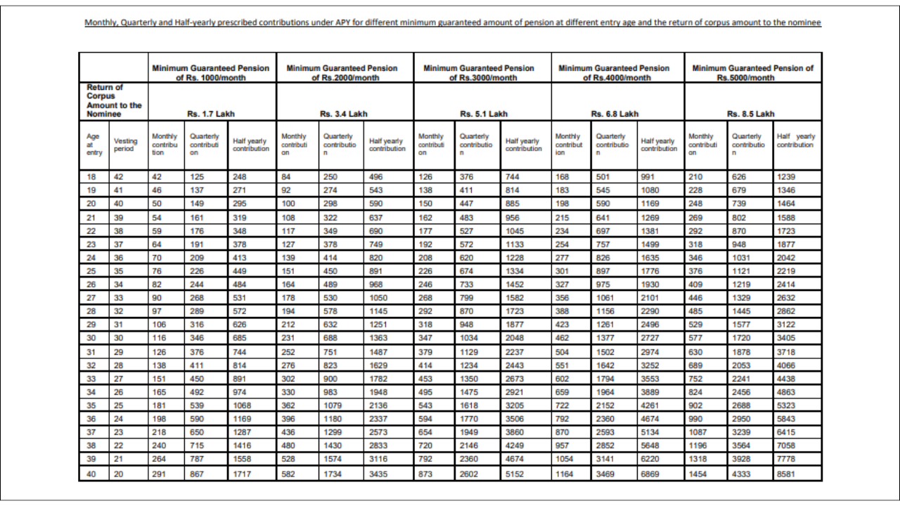 Official APY document lists the five guaranteed monthly pension options. Official APY document lists the five guaranteed monthly pension options. <br>