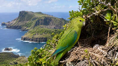 After cats and rats were wiped out on Raoul Island, a parakeet missing for generations returned; researchers found its first nests there since 1836