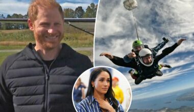 Prince Harry goes skydiving for 102-year-old WWII veteran