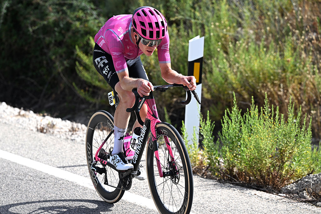 Georg Steinhauser of Germany and Team EF Education - EasyPost attacks in the breakaway