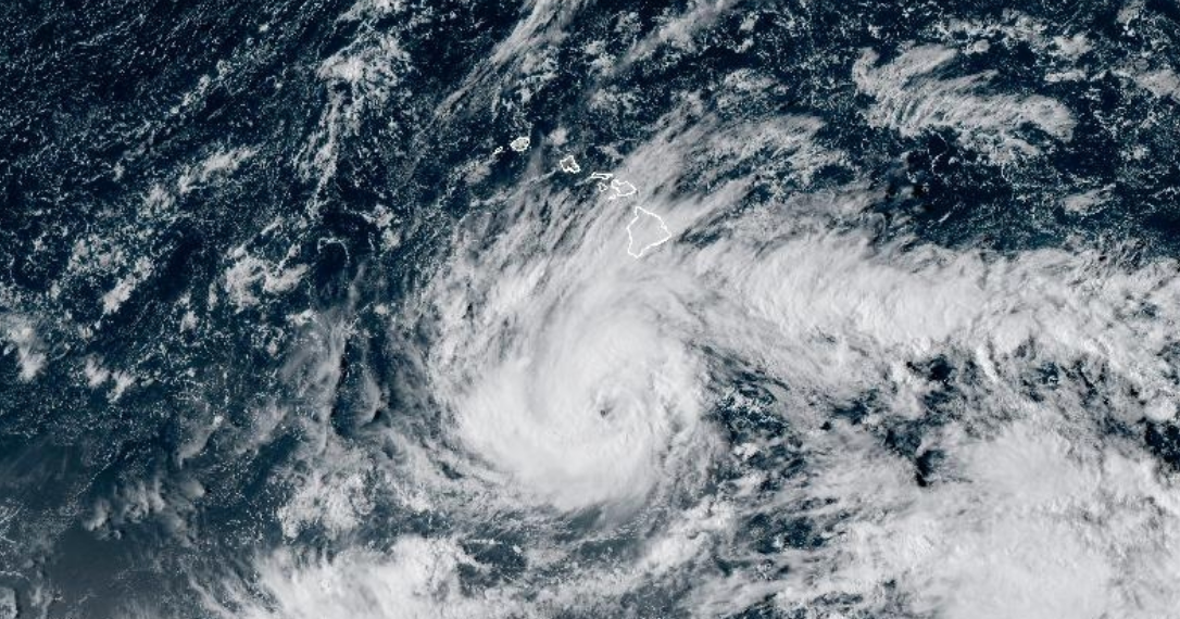 A satellite image shows Tropical Storm Nolo
