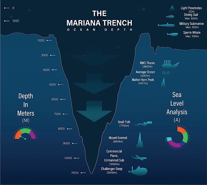 Mariana Trench sea illustration.