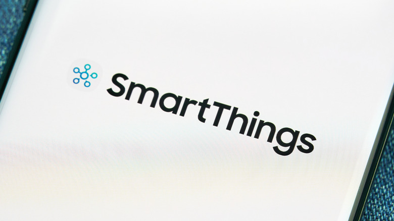 The SmartThings logo on a smartphone screen
