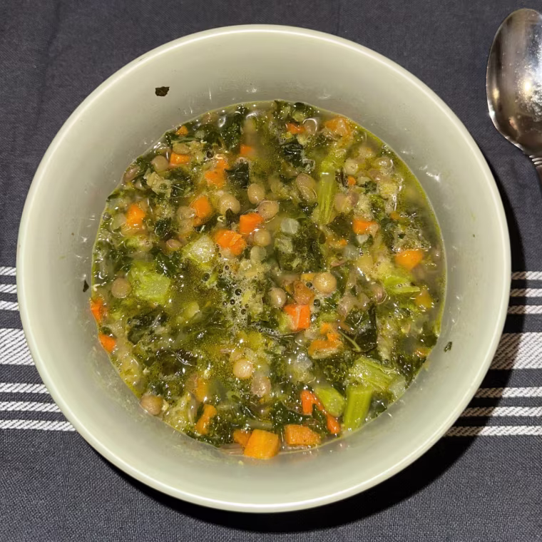 Soup in a green bowl