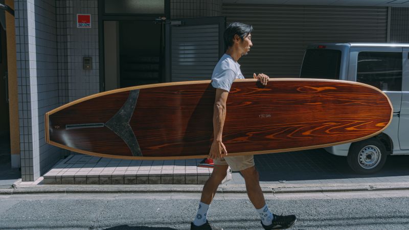 The Japanese artisan turning bear-scarred trees into surfboards