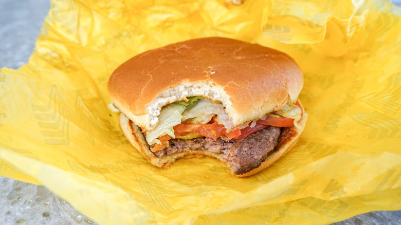 A Whataburger with a single patty.