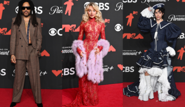 Lenny Kravitz, Sabrina Carpenter, and Conan Gray attend the 2025 MTV Video Music Awards at UBS Arena on September 07, 2025 in Elmont, New York