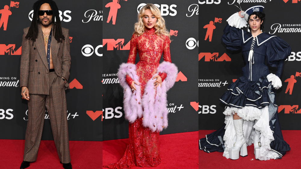 Lenny Kravitz, Sabrina Carpenter, and Conan Gray attend the 2025 MTV Video Music Awards at UBS Arena on September 07, 2025 in Elmont, New York