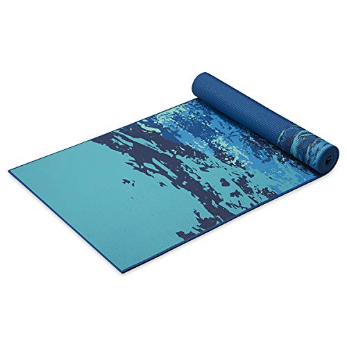 Gaiam Yoga Mat Premium Print Reversible Extra Thick Non Slip Exercise &amp; Fitness Mat for All Types of Yoga, Pilates &amp; Floor Workouts, Peaceful Waters, 6mm