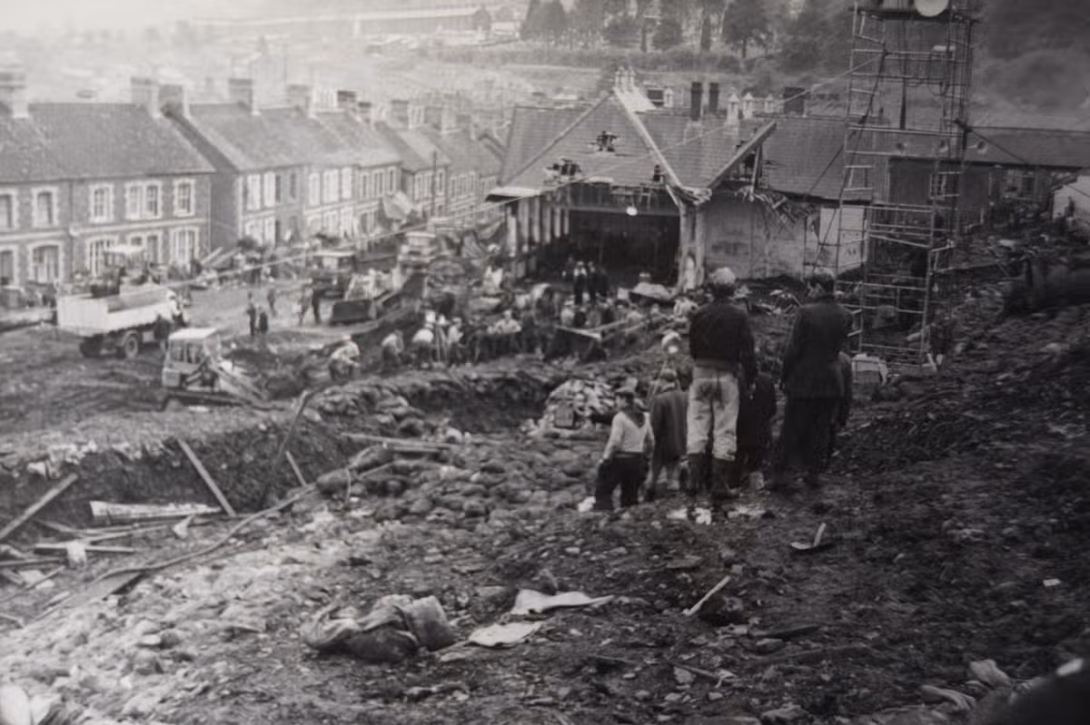 The aftermath of the Aberfan disaster