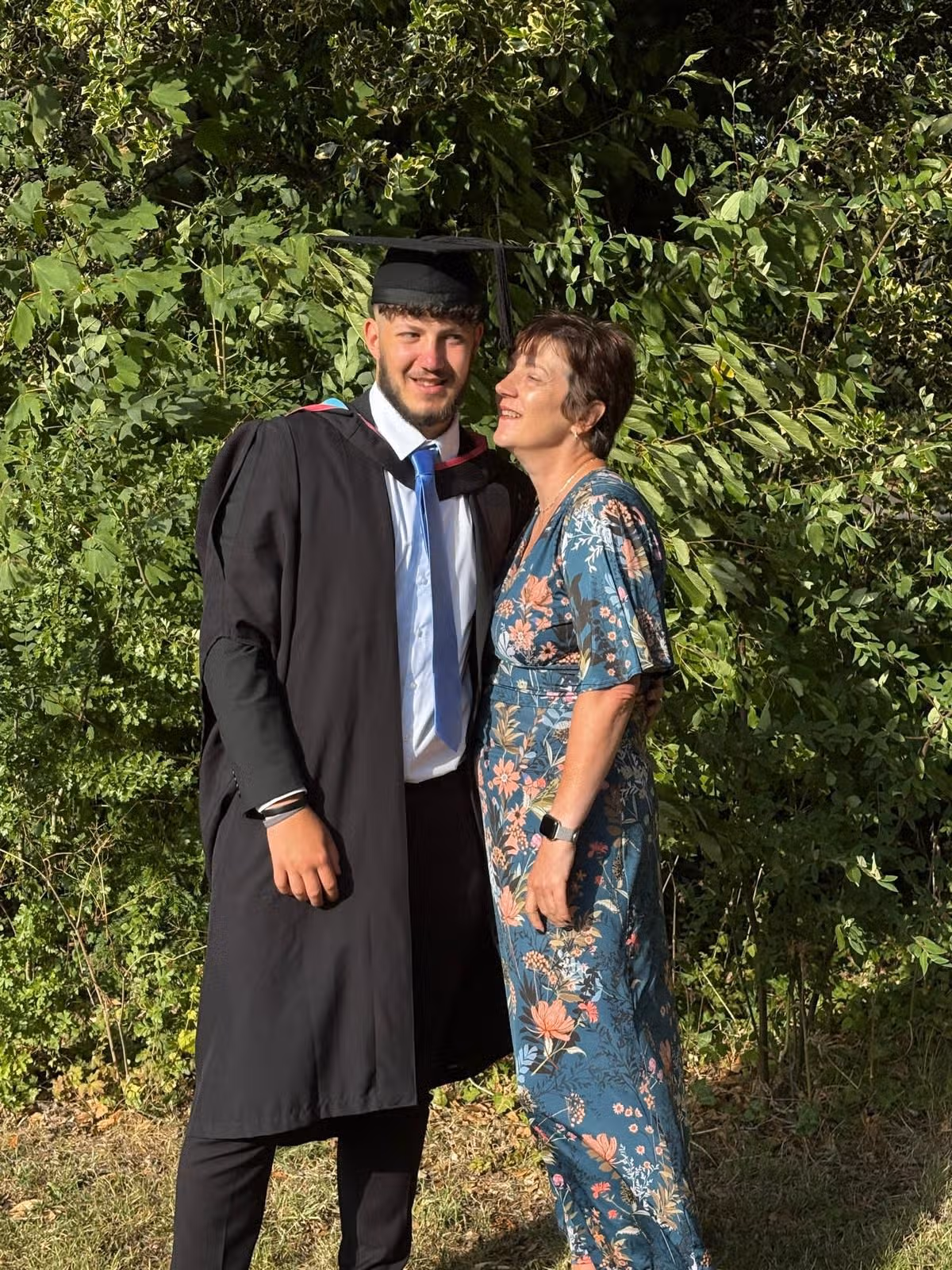 Charlotte Curnow with her son Elliott on his graduation day