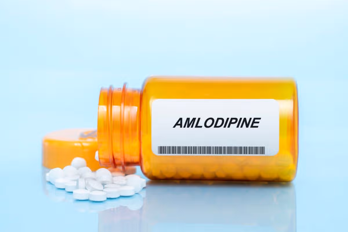 Amlodipine pill bottle, conceptual image