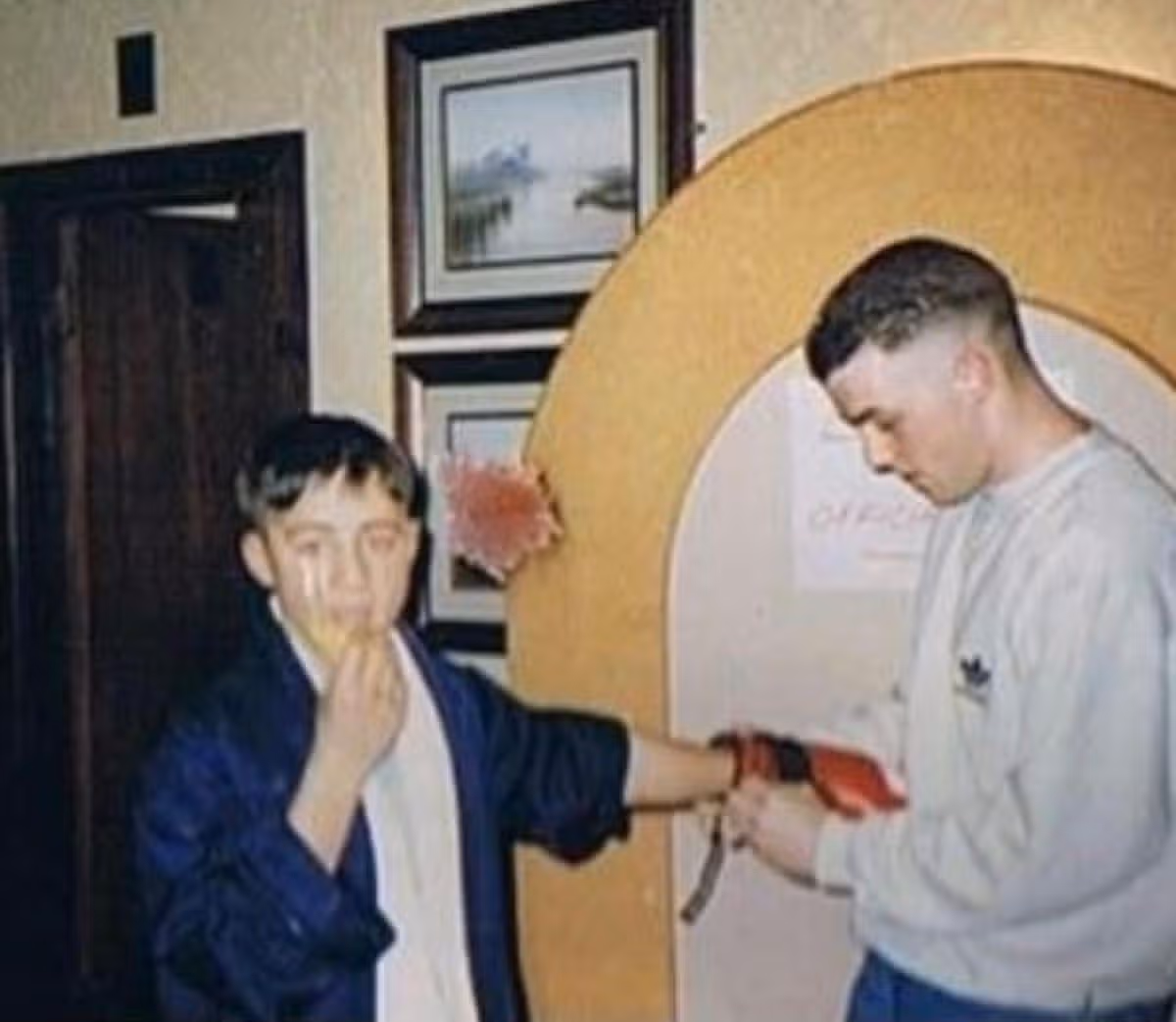 Michael as a child with Mark Pearce, before a fight for Wellington ABC