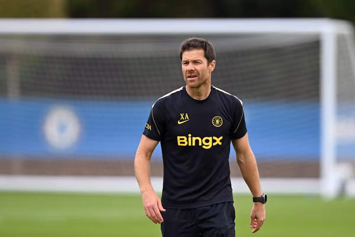 Xabi Alonso watched his Chelsea side lose to Portsmouth on Saturday at Cobham
