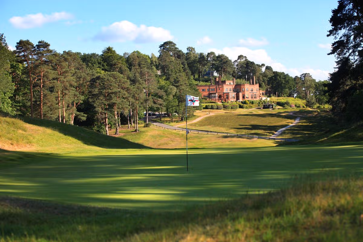 St George's Hill Golf Club, looking back from 1st green to the clubhouse