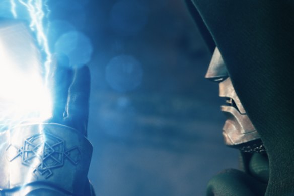 This image released by Marvel shows Doctor Doom in a scene from the upcoming film Avengers: Doomsday.