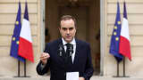 Outgoing French Prime Minister Sebastien Lecornu delivers a statement at the Hotel Matignon in Paris, on Oct. 6, 2025. 