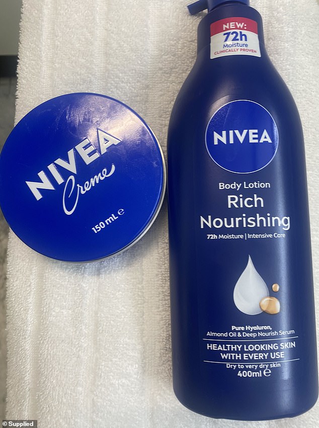 Despite her glowing complexion, Dagmar swears by two affordable skincare staples rather than expensive anti-ageing products: Nivea Creme ($10) before bed and Nivea Rich Body Lotion ($6.99) every morning