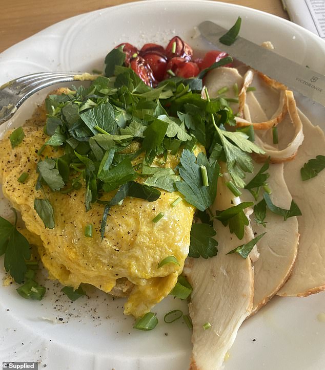 When it comes to food, Dagmar follows what she calls 'nutritional awareness', prioritising fresh, wholesome ingredients and avoiding heavily packaged or processed foods wherever possible. 'If it's in a packet, I tend to avoid it,' she added. Pictured: Her signature lunch of
