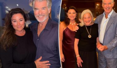 Pierce Brosnan's wife, Keely Shaye Smith, stuns in satin dress in rare family pic