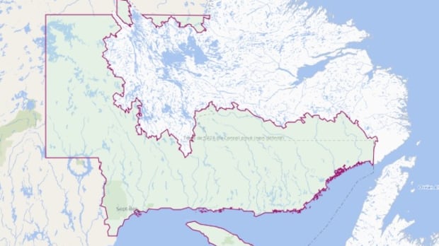 Is this Quebec riding encroaching on Newfoundland and Labrador? Depends who you ask
