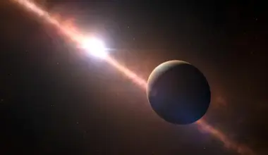 An artist's impression of the exoplanet Beta Pictoris b orbiting its parent star