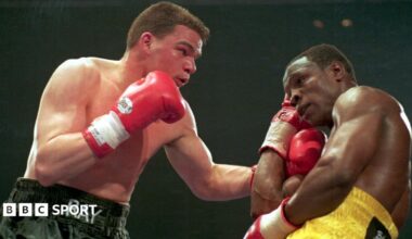 Ray Close and Chris Eubank in action at the King's Hall in 1994