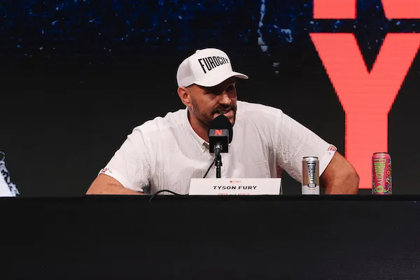 Tyson Fury takes to the mic to promote his showdown with Anthony Joshua (September 30, 2026)