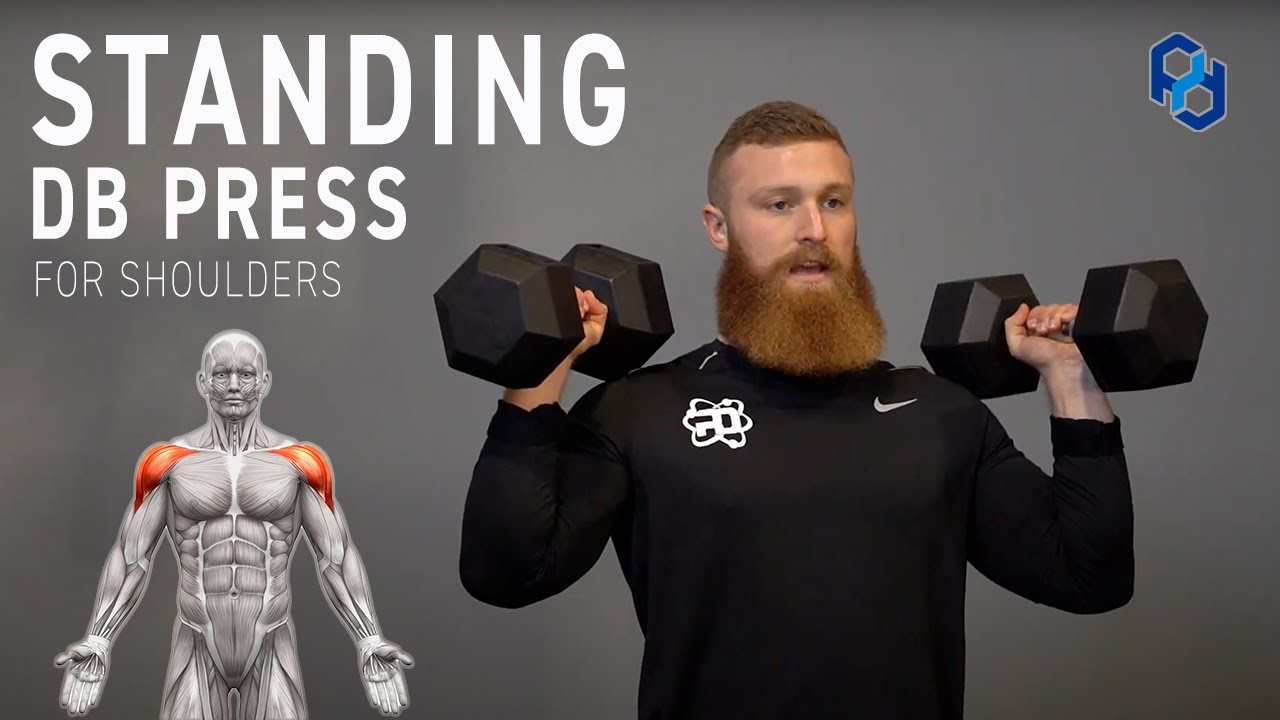How to: Standing DB Shoulder Press for Physique Development - YouTube