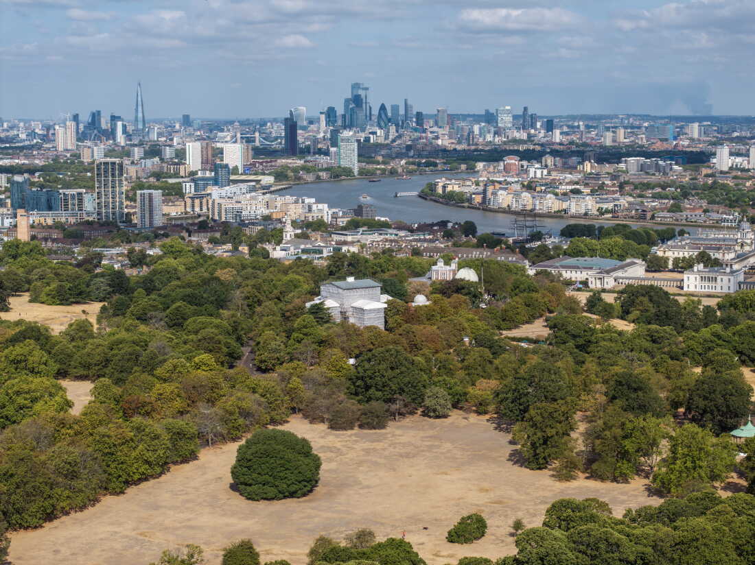 Dried grass in Greenwich Park, London, Aug. 11 during the UK’s hottest summer on record. Two-thirds of England fell into drought, with water restrictions affecting 27 million people.