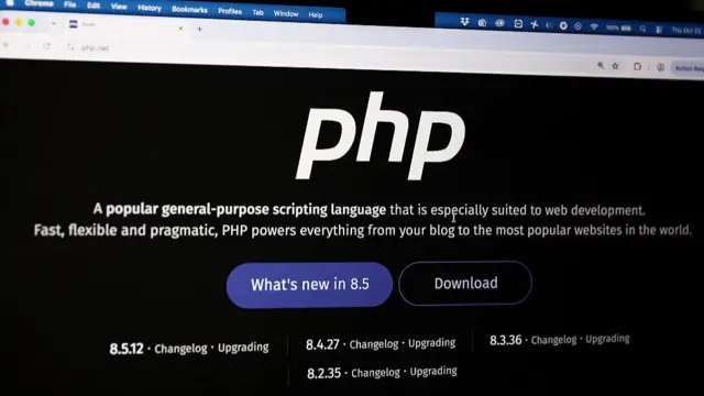 The homepage of the PHP.net website is seen on October 22, 2026 in Singapore