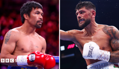 Split picture of Manny Pacquiao and Joe Cordina