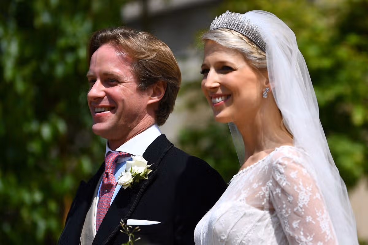 Lady Gabriella Windsor and Thomas Kingston leave after marrying in St George's Chapel