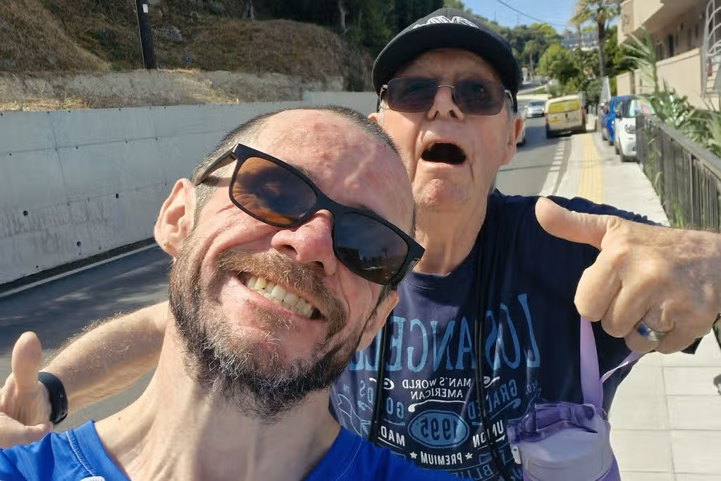 Dan Leatham and his dad on holiday (Kennedy News and Media)