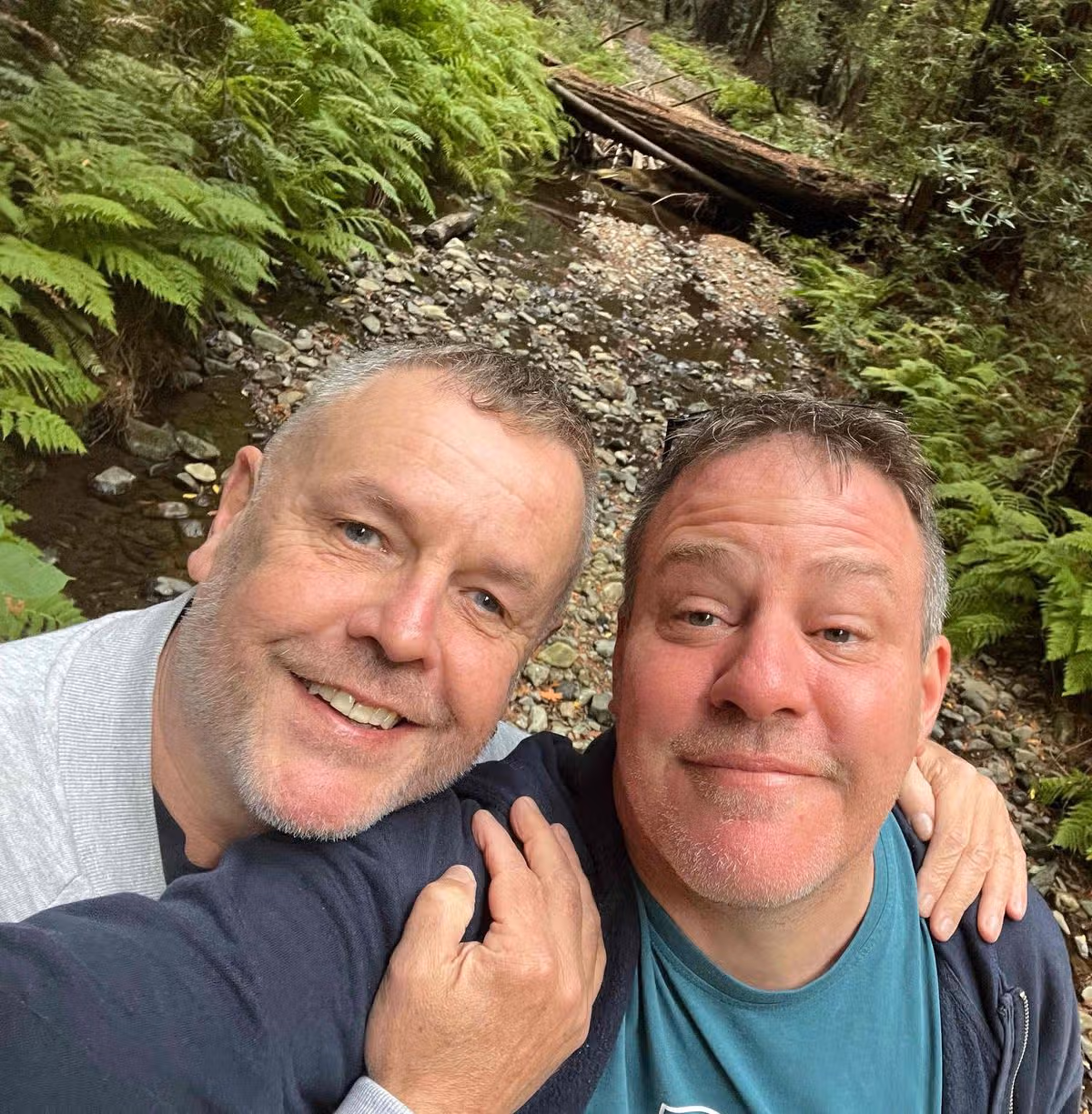 Terry Rice with his husband, Derek Waters, who died suddenly in February following a heart attack
