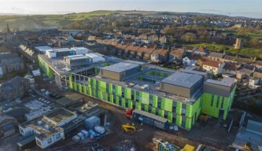 The view from the Youngs' back garden now the new hospital has been erected.