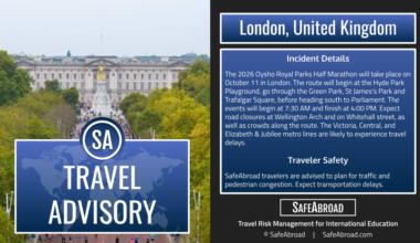 The 2026 Oysho Royal Parks Half Marathon will take place on October 11 in London, United Kingdom; expect travel delays.
