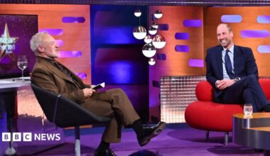 Prince William laughs as he speaks to Graham Norton on the Graham Norton show