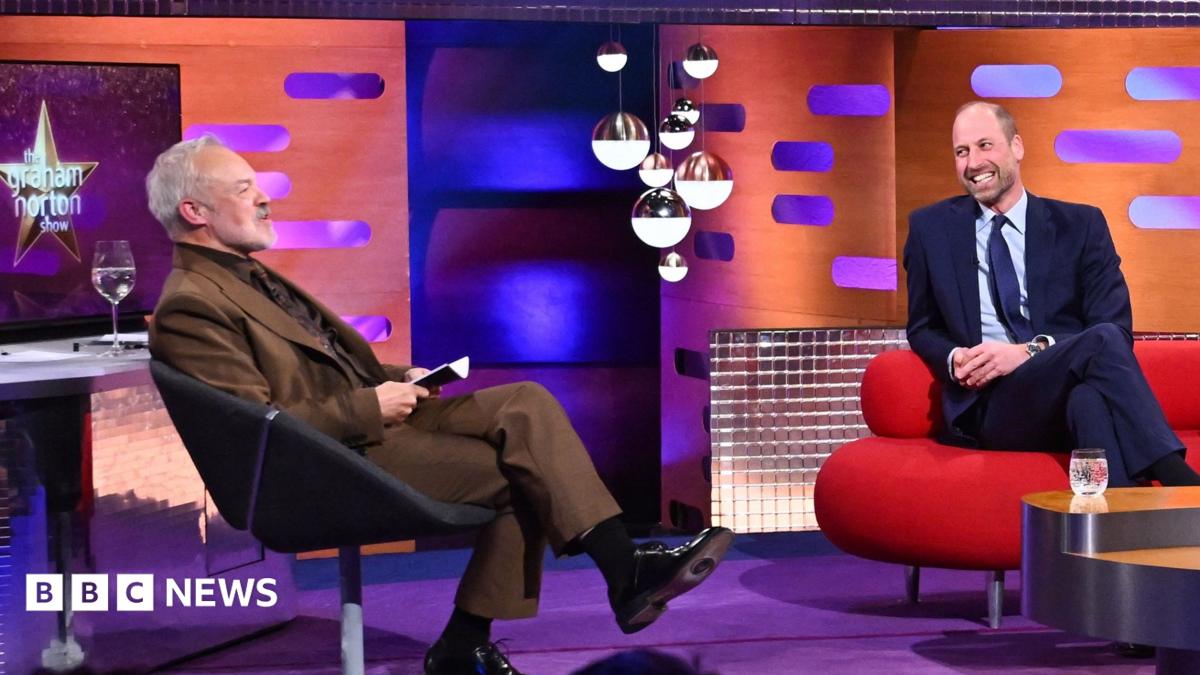 Prince William laughs as he speaks to Graham Norton on the Graham Norton show