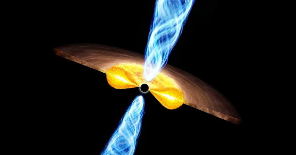This artist's illustration shows a rapidly-feeding supermassive black hole launching jets from its poles. For this to happen, the accretion disk has to have large-scale magnetic fields. But not all do, generating a contradiction. New research has an answer. Image Credit: Tohoku University.