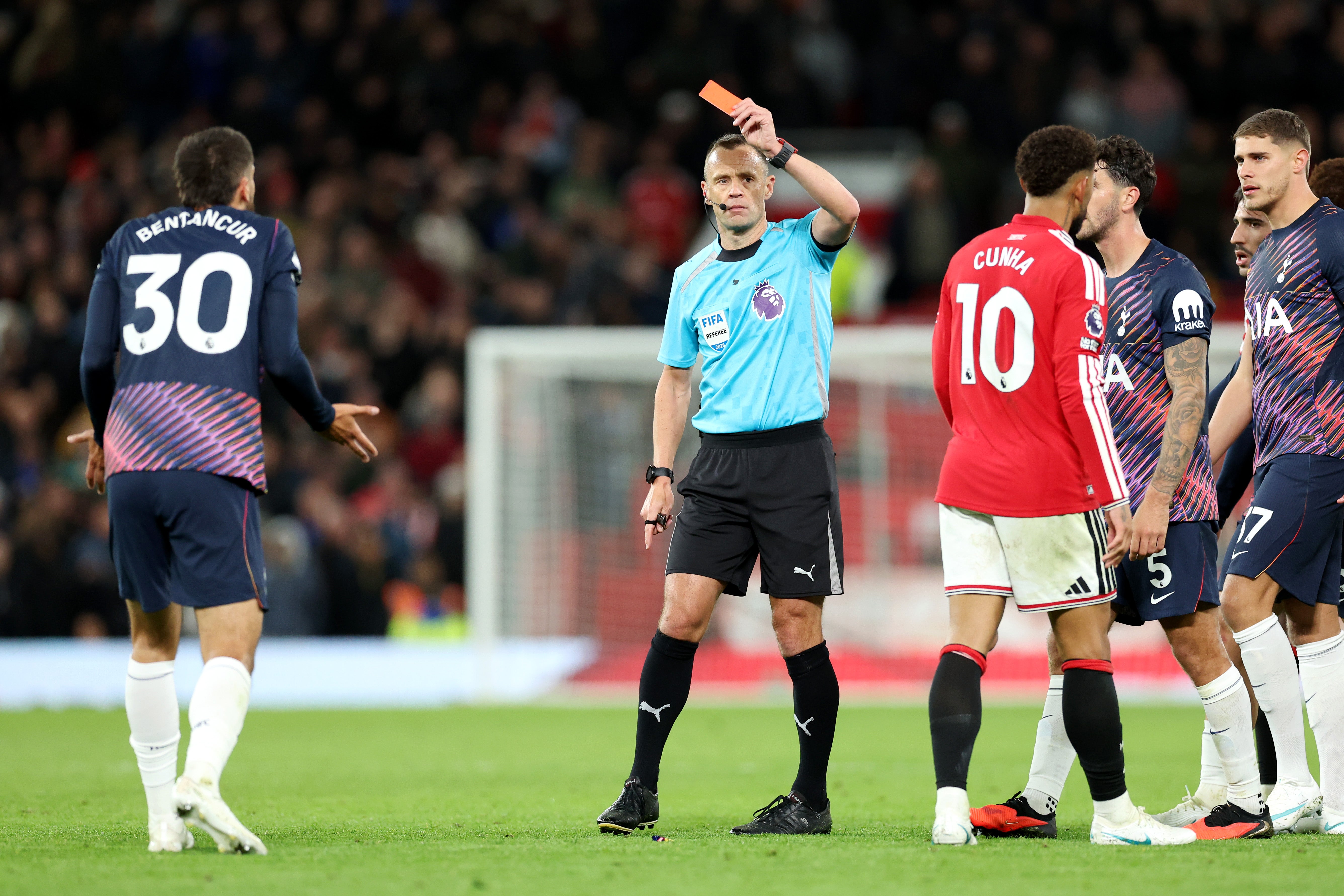 Rodrigo Bentancur was dismissed for a headbutt on Luke Shaw