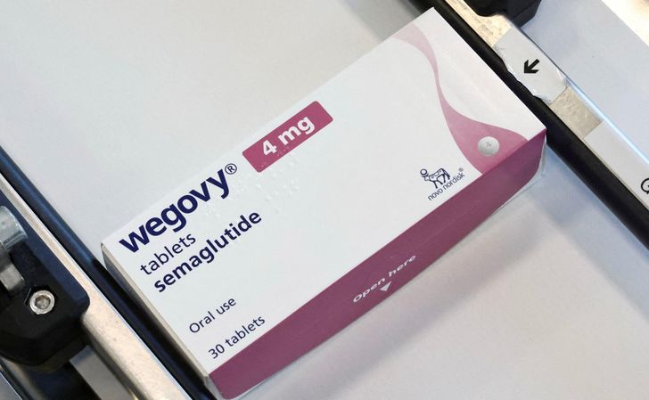 A box containing Wegovy tablets moves along a line at Novo Nordisk's facility in Malov, west of Copenhagen, Denmark, July 31. Reuters-Yonhap