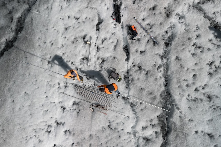 Two men seen from above.
