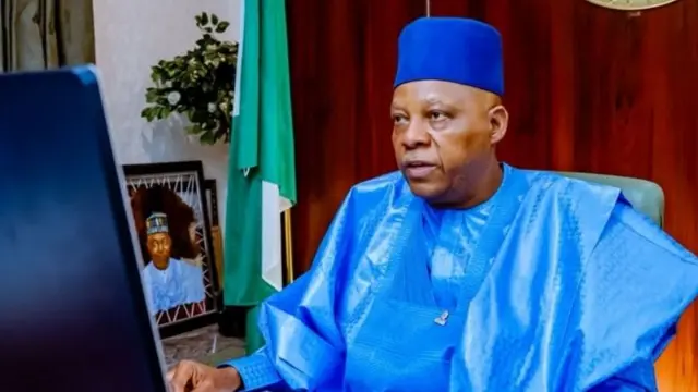 Nigeria Vice President Kashim Shettima wear blue agbada