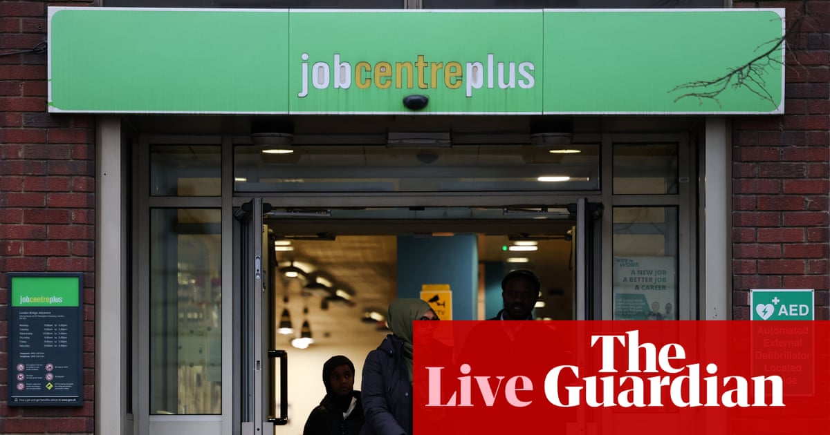 Pound jumps after surprise fall in UK unemployment rate, but vacancies dry up amid ‘jobs drought’ – business live | Business
