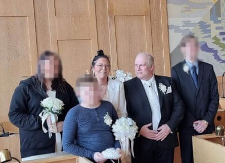 Mark Smith and his wife on their wedding day in Sweden in 2023. 